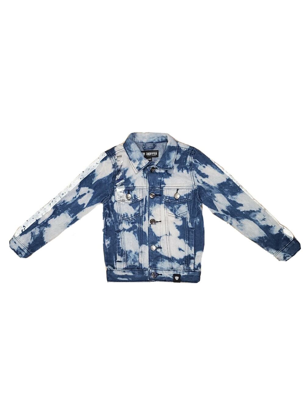 Encrypted Supply Company NY Youth Denim Jacket Sz 4 Blue Tie Dye NWT $36